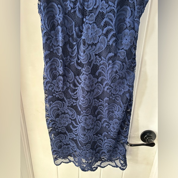 Women’s Navy Floral Dress Sz Large - Picture 6 of 9